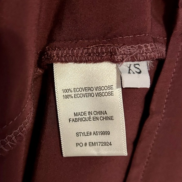 NWT Side Stitch Los Angeles, Burgundy, Button Down Shirt Dress- XS - Picture 8 of 8